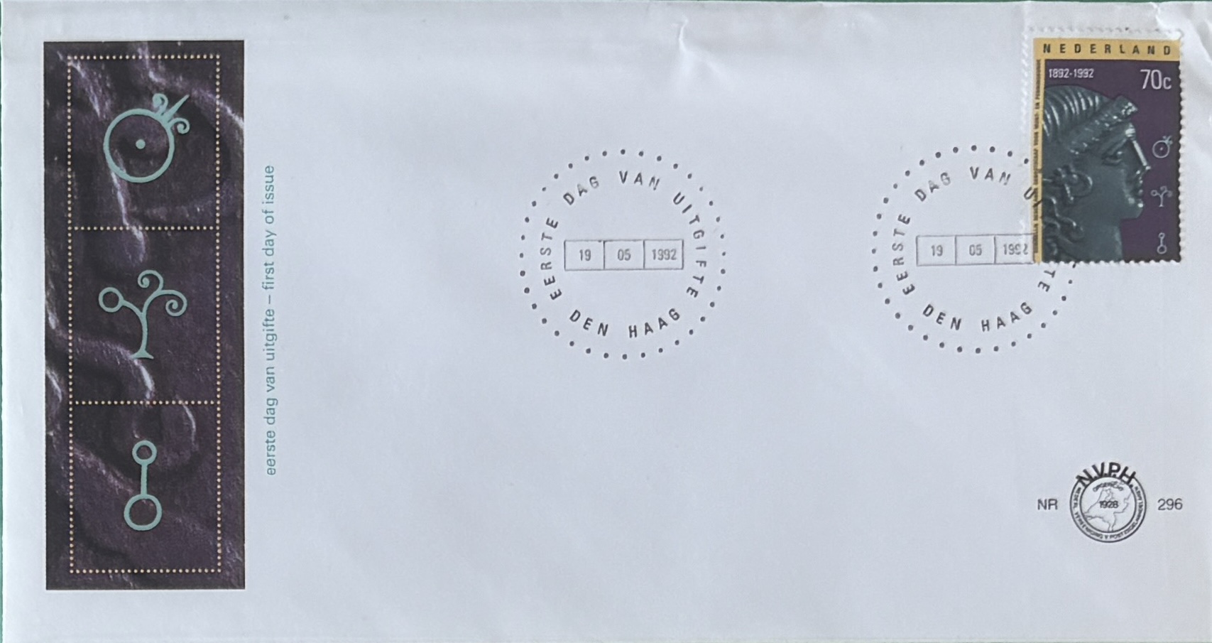 Sobre Primer Día FDC Países Bajos 1992 - Europa CEPT Escultura NVPH 296