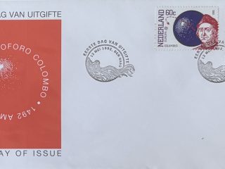 Sobre Primer Día FDC Países Bajos 1992 - Cristóbal Colón 1492-1992 NVPH 295