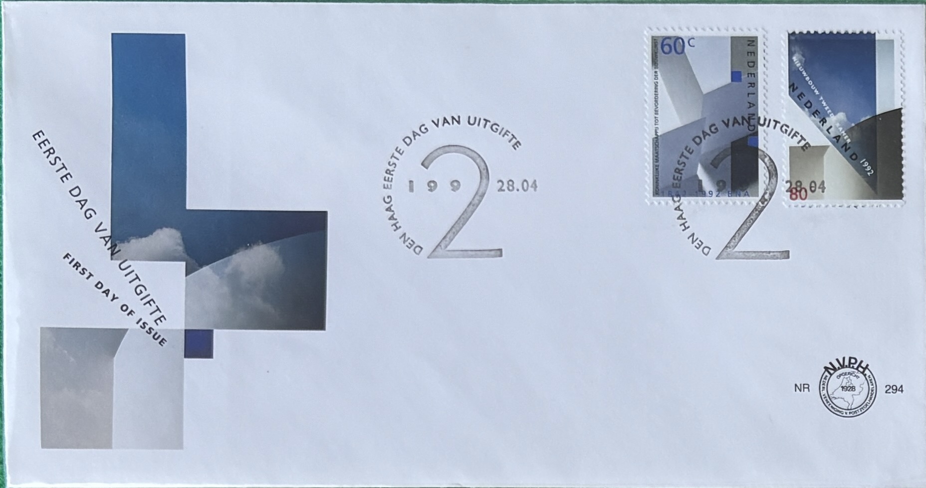 Sobre Primer Día FDC Países Bajos 1992 - 150 Años Arquitectos BNA y Nueva Segunda Cámara NVPH 294