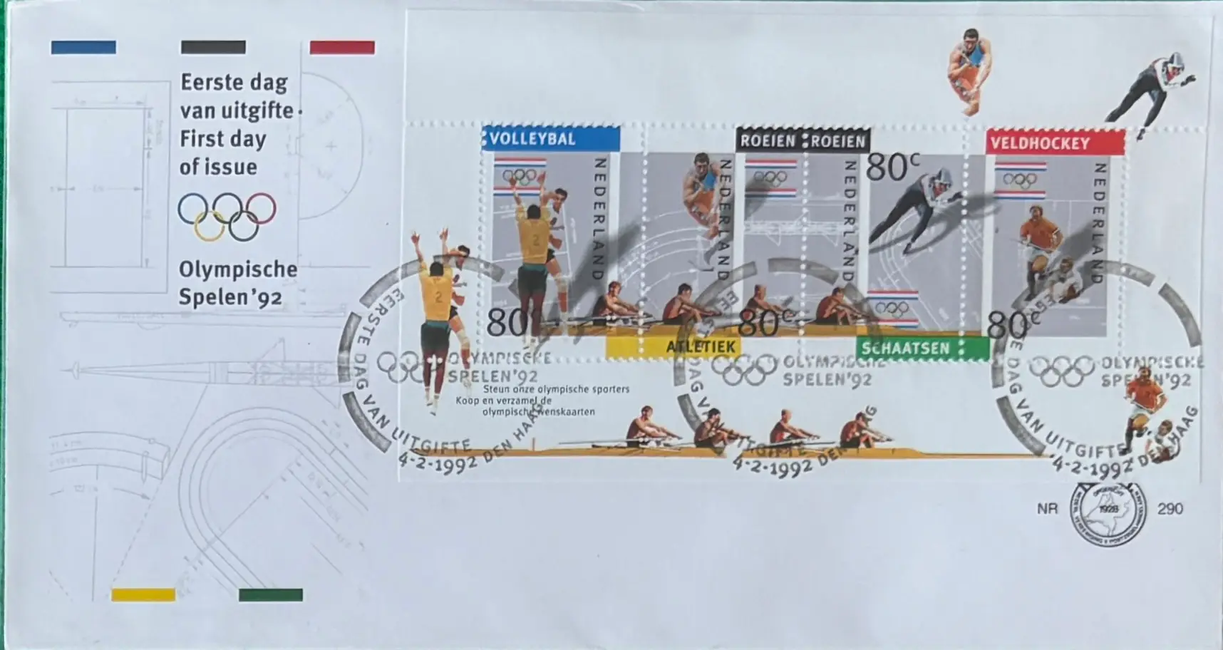 Sobre Primer Día FDC Países Bajos 1992 - Juegos Olímpicos '92 Barcelona y Albertville NVPH 290