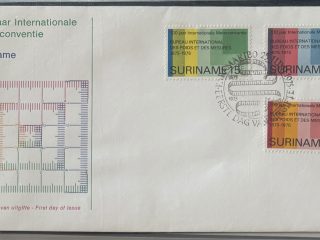 Sobre Primer Día FDC Surinam 1975 - Centenario de la Convención del Metro (Meterconventie)