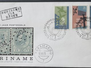 Sobre Primer Día FDC Surinam 1973 - Centenario del Primer Sello Postal (100 Jaar Postzegels)