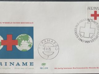 Sobre Primer Día FDC Surinam 1973 - 30 Aniversario Cruz Roja Surinamesa (Roode Kruis)