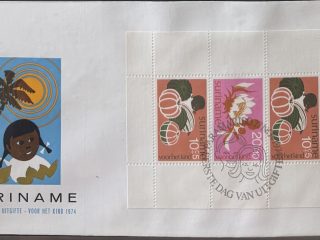 Sobre Primer Día FDC Surinam 1974 - Bloque Pro-Infancia Flora y Niñez (Voor het Kind)