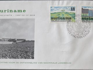 Sobre Primer Día FDC Surinam 1973 - 25 Aniversario Agricultura Mecanizada (SML Wageningen)