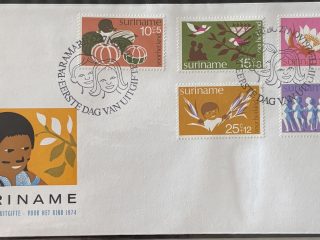 Sobre Primer Día FDC Surinam 1974 - Serie Pro-Infancia Completa Valores Sueltos (Voor het Kind)