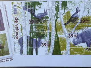 Sobre Primer Día FDC Países Bajos 2004 - Fauna Bosques de De Veluwe Completo NVPH 502