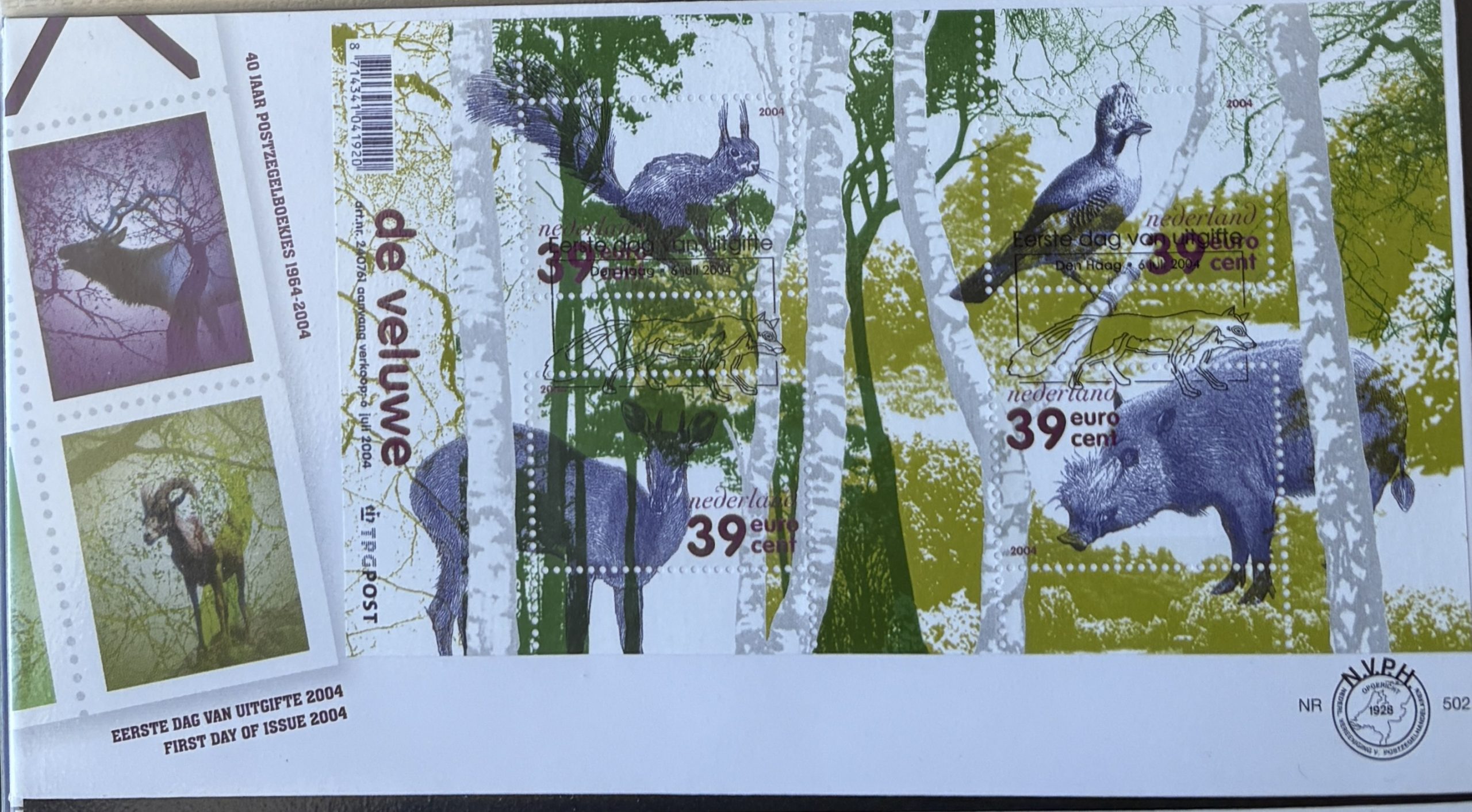 Sobre Primer Día FDC Países Bajos 2004 - Fauna Bosques de De Veluwe Completo NVPH 502