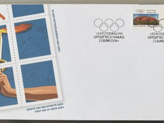 Sobre Primer Día FDC Países Bajos 2004 - Relevo Antorcha Olímpica Atenas NVPH 501