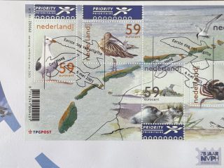 Sobre Primer Día FDC Países Bajos 2003 - Fauna del Mar de Frisia Waddenzee Aves y Cangrejo NVPH 481