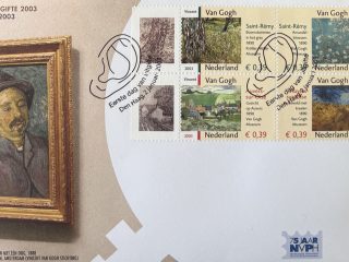 Sobre Primer Día FDC Países Bajos 2003 - Arte Vincent van Gogh Bloque de 4 NVPH 477