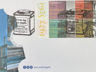 Sobre Primer Día FDC Países Bajos 2002 - Arqueologia Industrial Bloque II NVPH 473