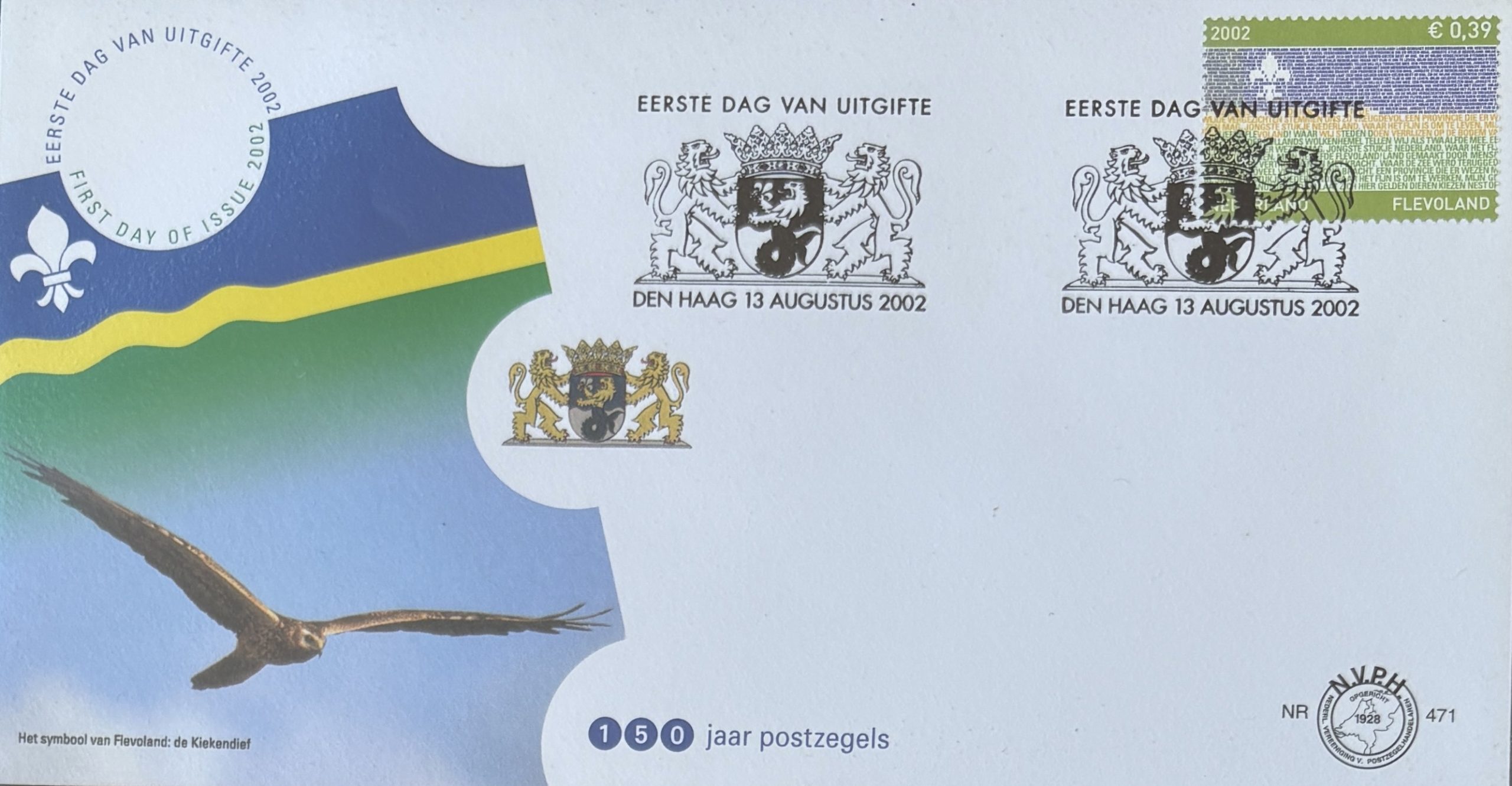 Sobre Primer Día FDC Países Bajos 2002 - Provincia de Flevoland Heráldica NVPH 471