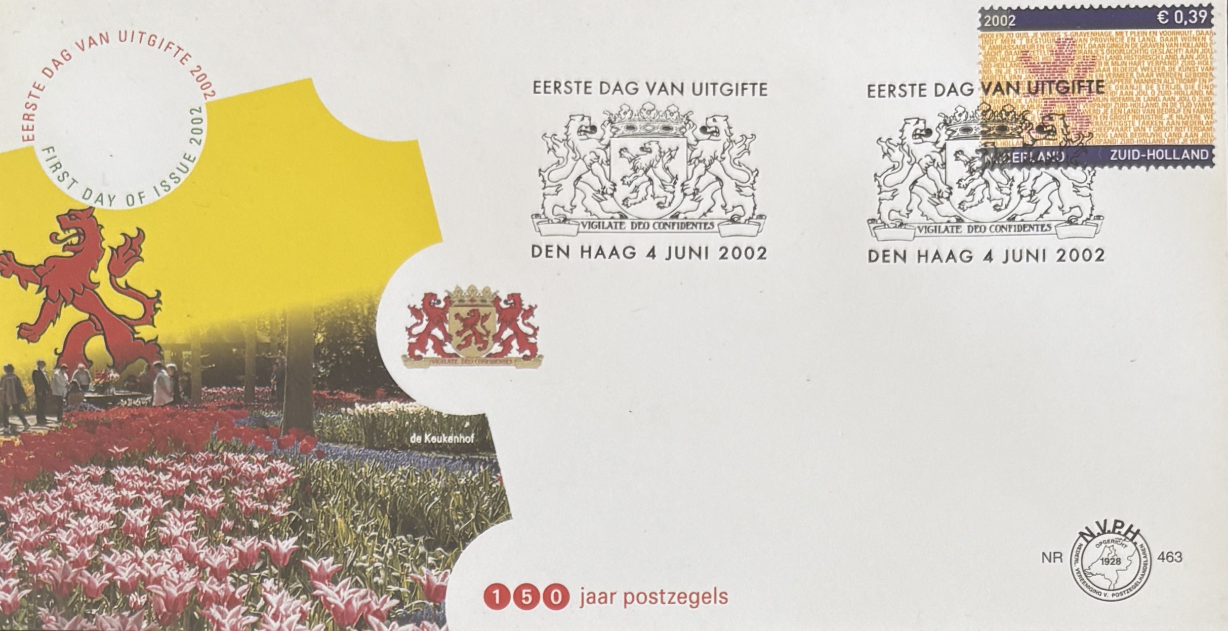 Sobre Primer Día FDC Países Bajos 2002 - Provincia de Holanda Meridional Zuid-Holland NVPH 463