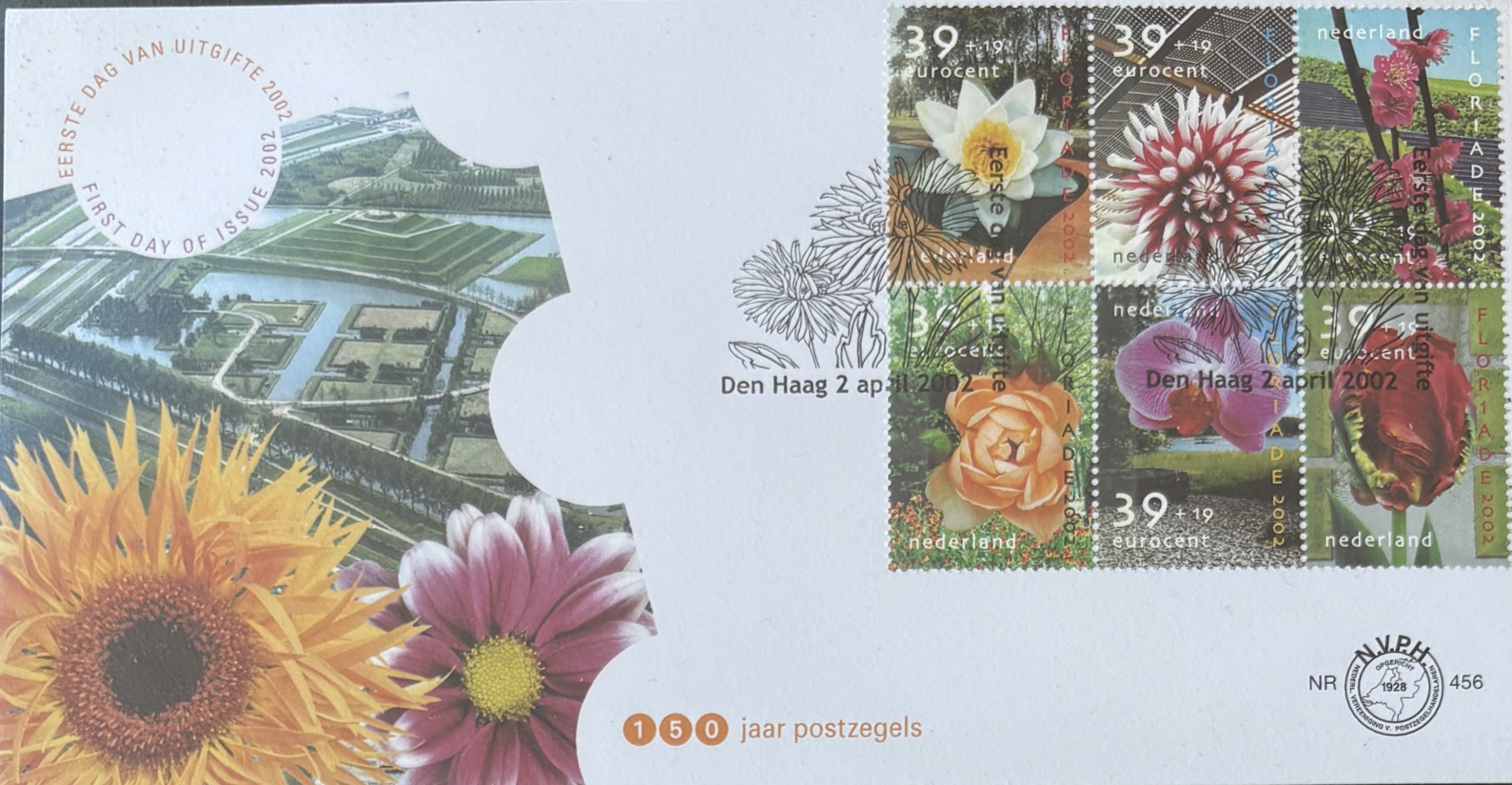 Sobre Primer Día FDC Países Bajos 2002 - Exposición Mundial Hortícola Floriade Flores NVPH 456