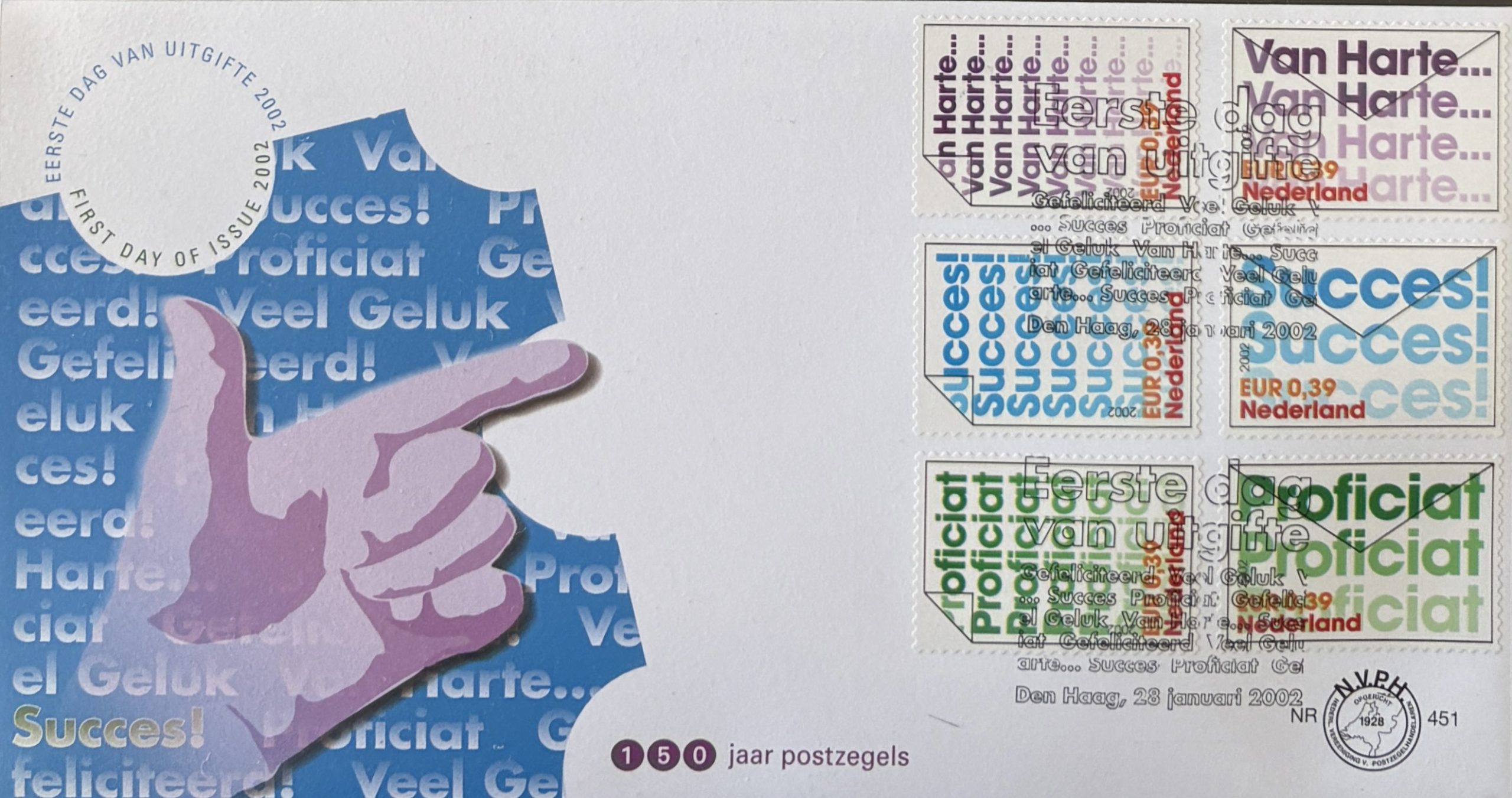 Sobre Primer Día FDC Países Bajos 2002 - Felicitaciones Mensajes Tipografía NVPH 451