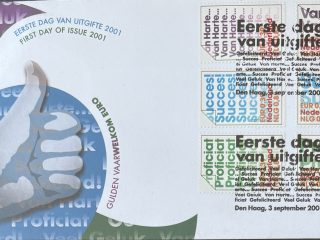 Sobre Primer Día FDC Países Bajos 2001 - Felicitaciones Mensajes Tipografía NVPH 440 (Bloque I)