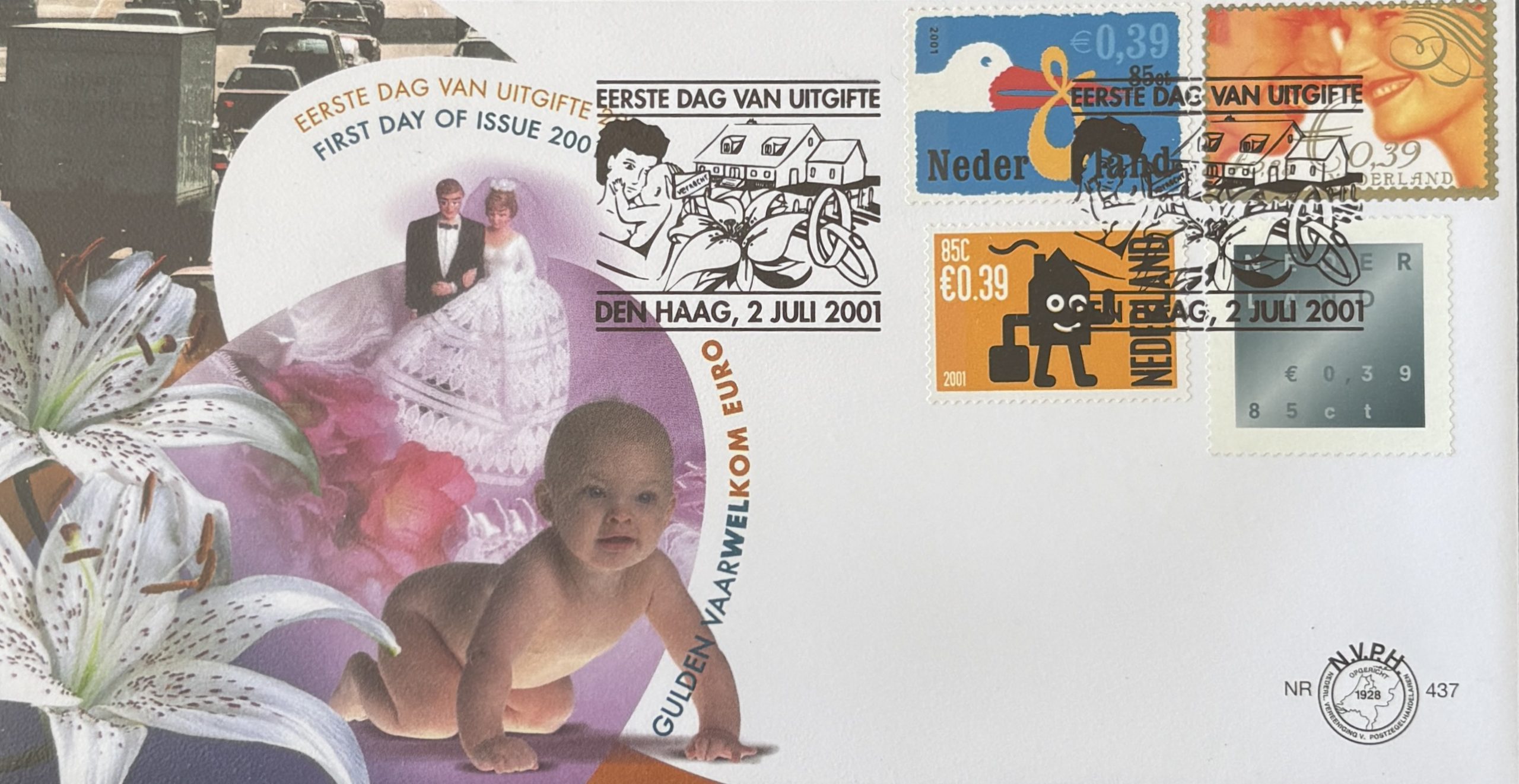 Sobre Primer Día FDC Países Bajos 2001 - Eventos de la Vida Ciclo Vital Completo NVPH 437