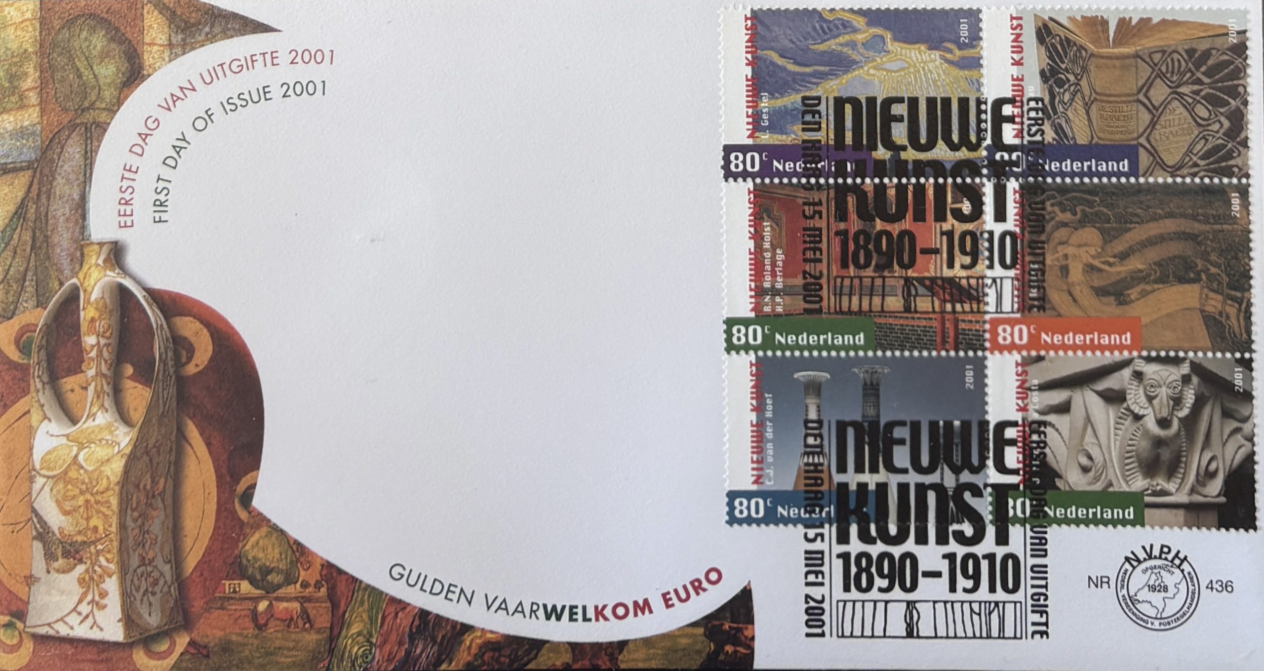 Sobre Primer Día FDC Países Bajos 2001 - Modernismo Art Nouveau Nieuwe Kunst NVPH 436