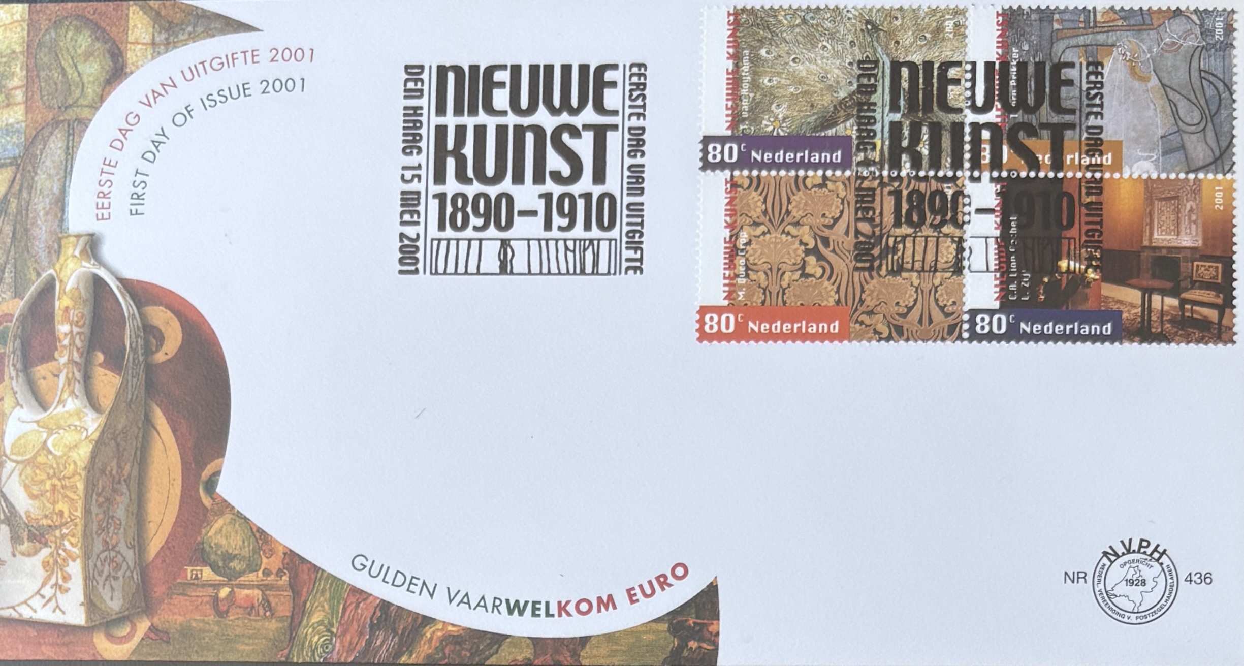 Sobre Primer Día FDC Países Bajos 2001 - Modernismo Art Nouveau Nieuwe Kunst NVPH 436