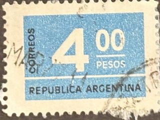 Sello Argentina Usado 1976 - Numeral 4,00 apeaos Azul
