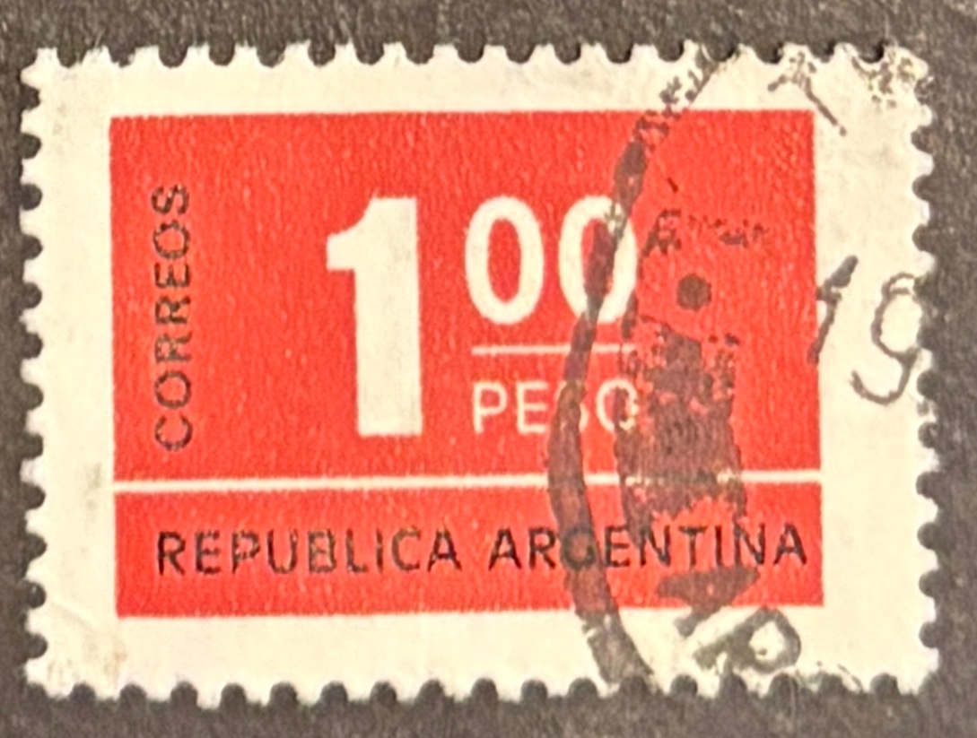 Sello Argentina Usado 1976 - Numeral 1.00 Peso Rojo