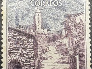 Sello Andorra 1963 - Canillo - 1 peseta - Añil y Lila - Nuevo