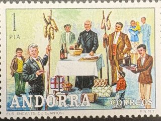 Sello Andorra 1972 - Encantes de Sant Antoni- 1 Pta Nuevo