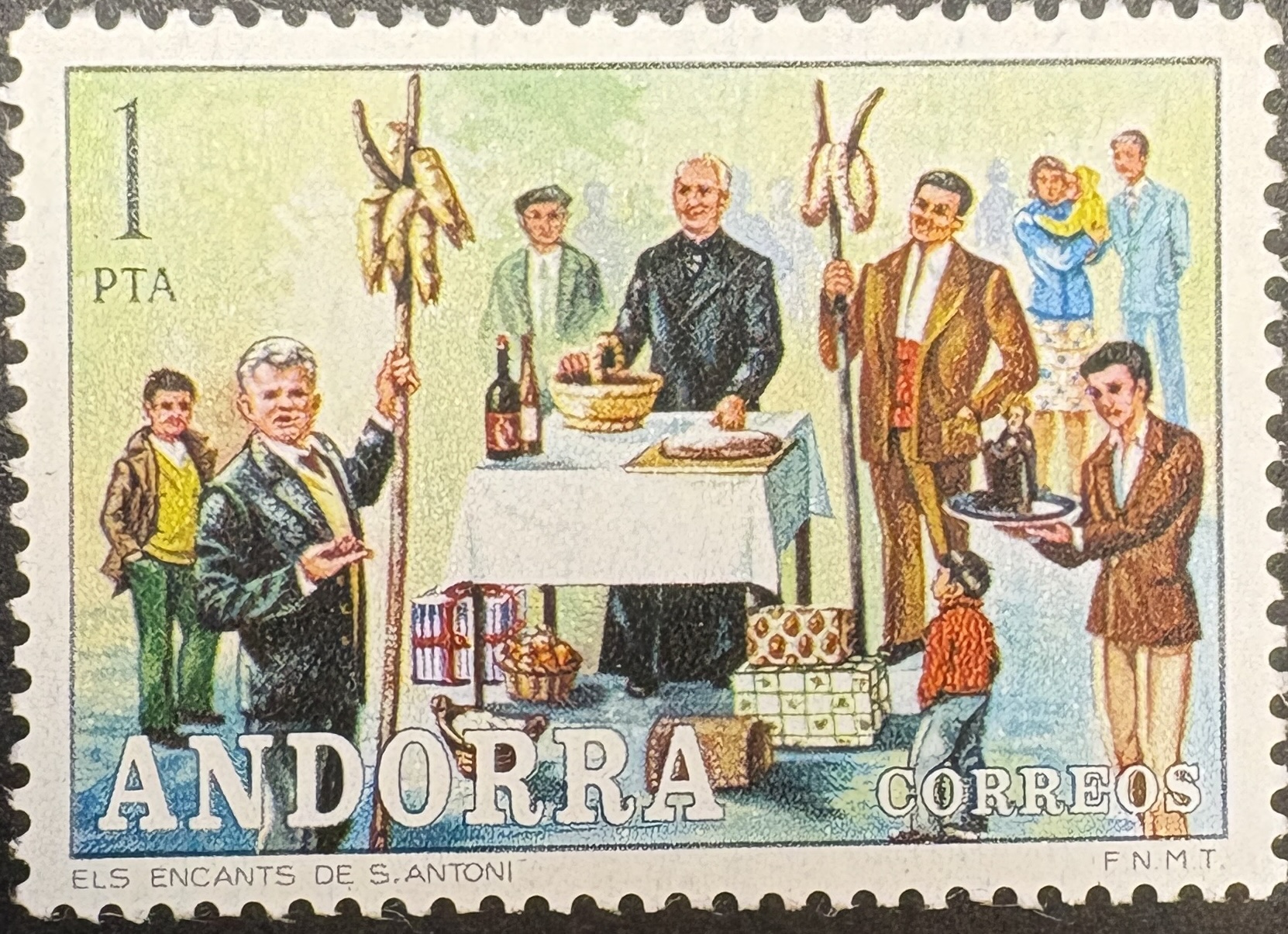 Sello Andorra 1972 - Encantes de Sant Antoni- 1 Pta Nuevo