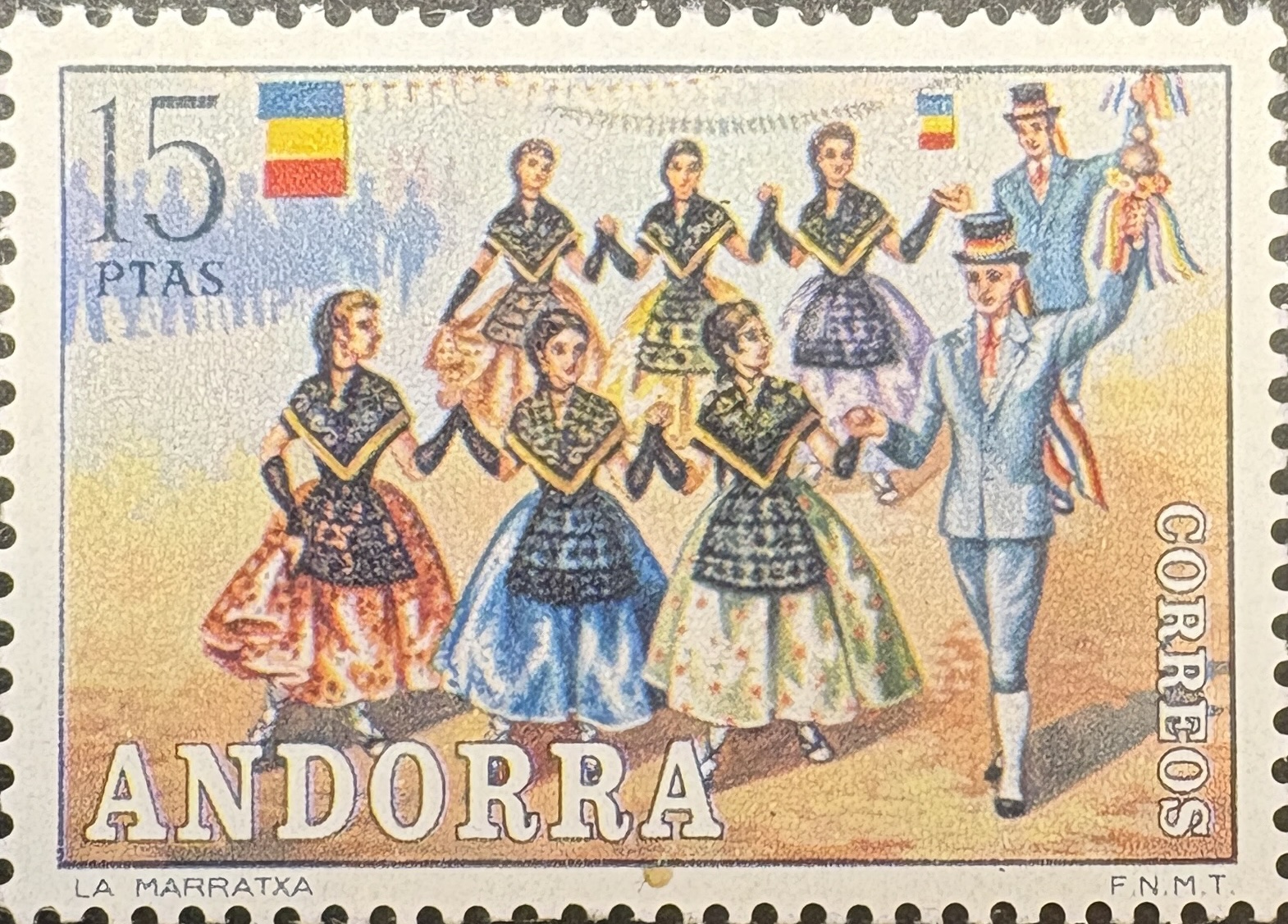 Sello Andorra 1972 - La Marratxa - 15 pesetas Nuevo