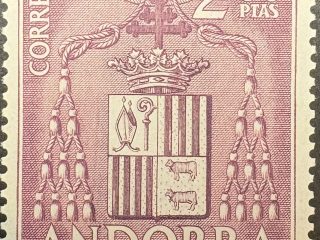 Sello Andorra 1964 - Escudo de Andorra - 2,50 Ptas - Lila Nuevo
