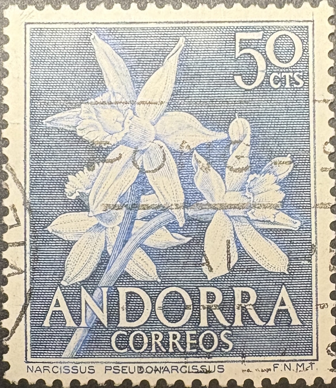 Sello Andorra 1966 - pseudonarciso - 50 Cts- Usado