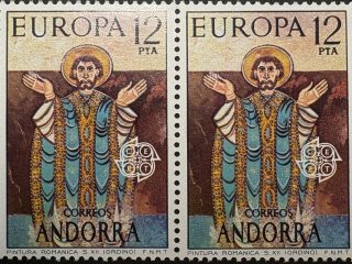 Par sellos Andorra 1975 - Pintura Románica- 12 Ptas - Nuevo