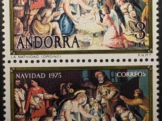 Par sellos Andorra 1975 - Navidad- 3 Ptas - Nuevo