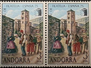 Par sellos Andorra 1975 - Exposición Mundial - 3 Ptas Nuevo