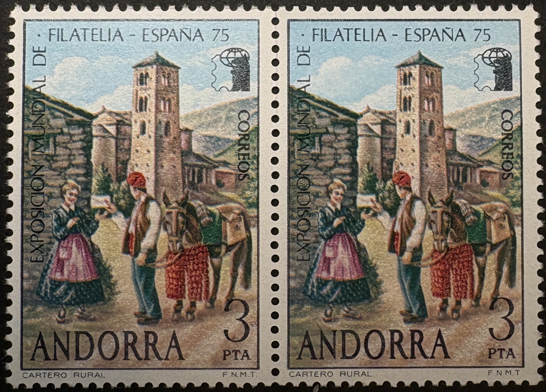 Par sellos Andorra 1975 - Exposición Mundial - 3 Ptas Nuevo